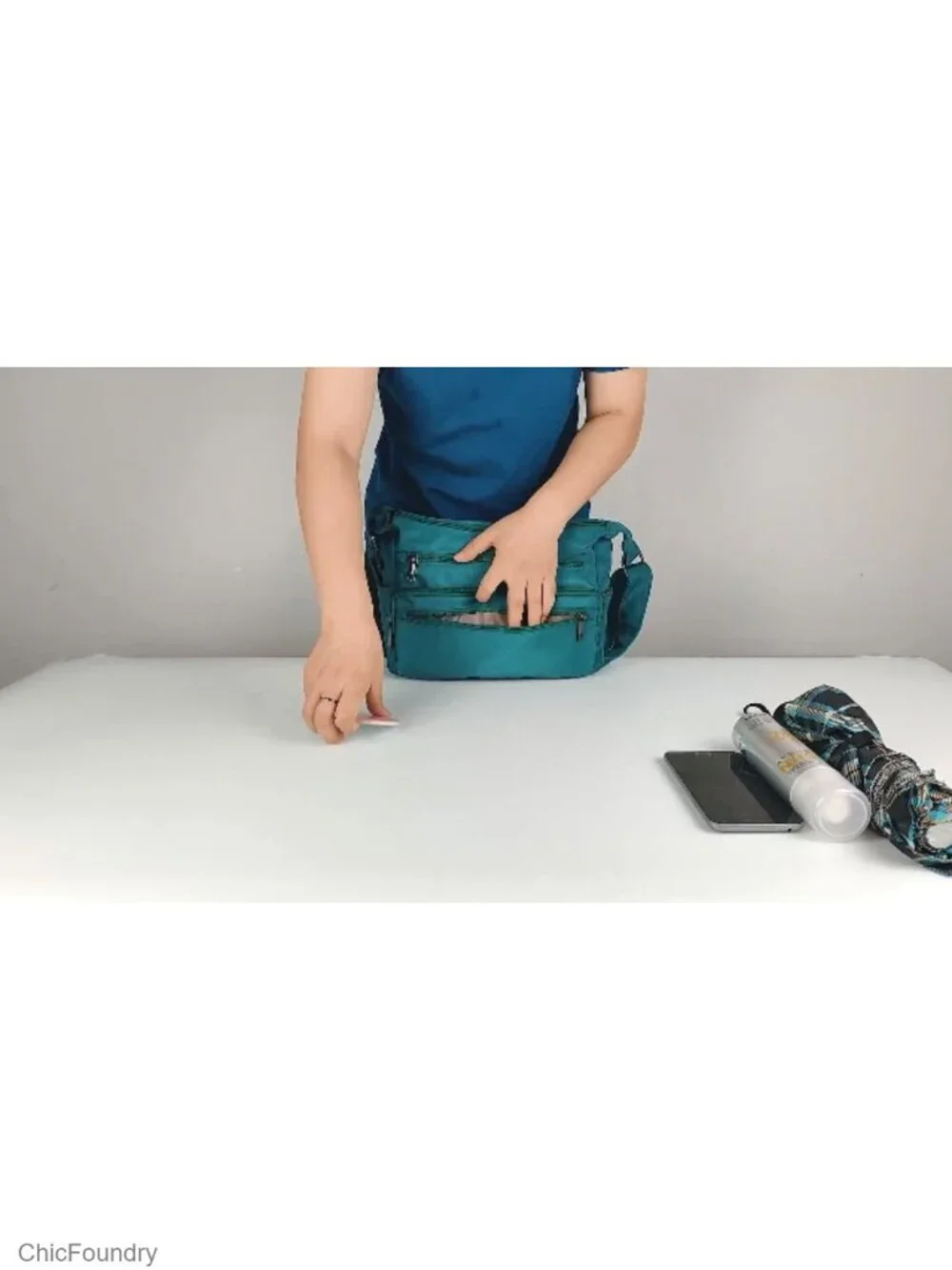 RFID Nylon Multi Pocket Crossbody Bag Travel Handbag